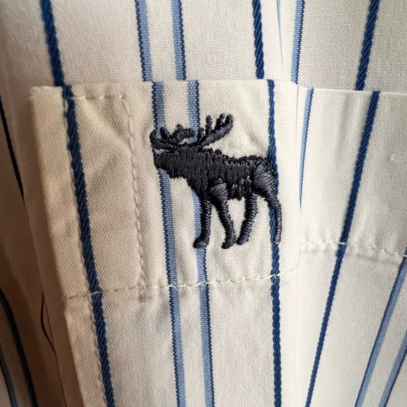 Vintage Abercrombie and Fitch Men’s Large White/ Blue Striped dress shirt - Picture 3 of 6